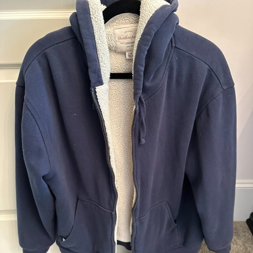 Fall jacket - Blue lined with pure cream softness Size LG